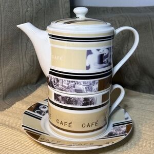 Teapot and Cup with Saucer Set